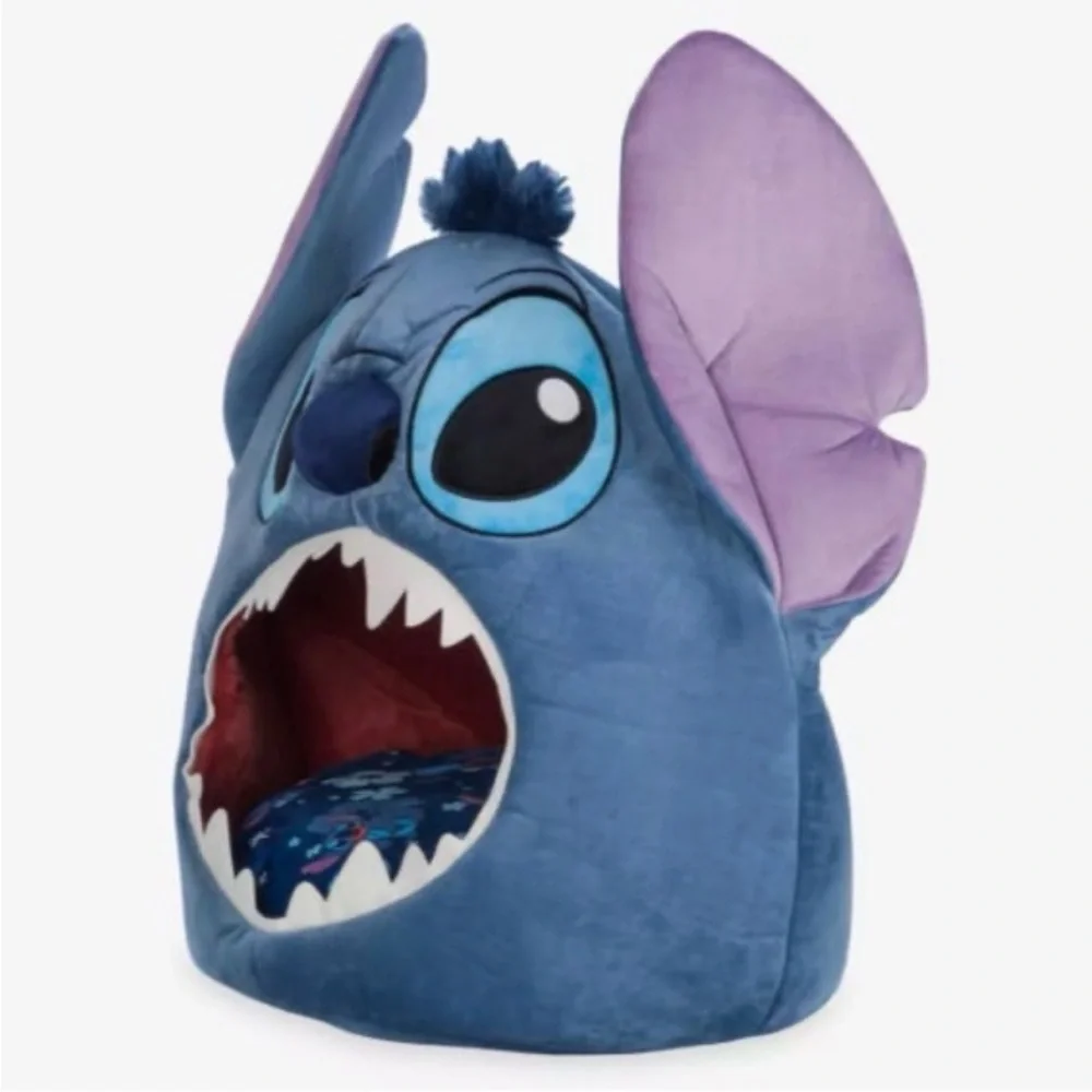 Disney Parks Blue Stitch Shaped Pet Bed Lilo & Stitch Ohana Dog Cat Bed New